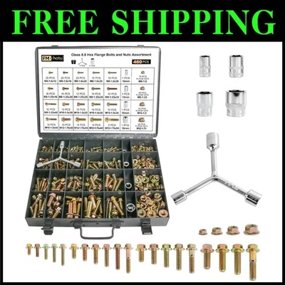 Premium 460PCS Metric Grade 8.8 Flange Hex Bolt & Nut Kit for Versatile Needs - Image 1 of 4