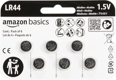 Amazon Basics 6-Pack LR44 Alkaline Button Coin Cell Battery, 1.5 6 Count  - Image 1 of 4