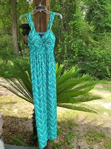 Allison Brittney grünes mehrfarbiges Maxi Sommerkleid, Größe S Exc. Cond. - Bild 1 von 5