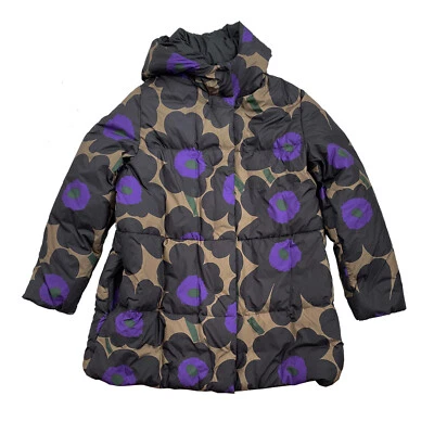 MARIMEKKO Parka Hooded Down Puffer Jacket Gailu Pieni Unikko 2 Zip Front Sz 2XL - Image 1 of 4