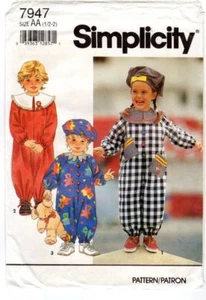 Simplicity 7947 Toddlers' Child's Jumpsuit & Hat Pattern Size ½, 1, 2 UNCUT FF - Picture 1 of 3