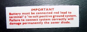 BSA, Triumph, Norton, OIF, OEM, POSITIVE (+) GROUND, Battery Warning Decal, UK - Bild 1 von 2