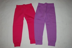 Girls 2 PAIR LOT SWEAT PANTS Solid Colors PINK & PURPLE Size XS 4-5 - Picture 1 of 1