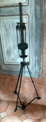 Rare ancien lustre à gaz Art Déco en bronze monte et baisse à restaurer * - Photo 1/4