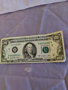 Series 1977 US One Hundred Dollar Bill $100 New York B 86146952 A - Picture 1 of 2