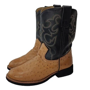 Cody James Leather Western Cowboy Boots  Boys 13.5 D Ostrich Prnt Crepe Sole - Picture 1 of 8