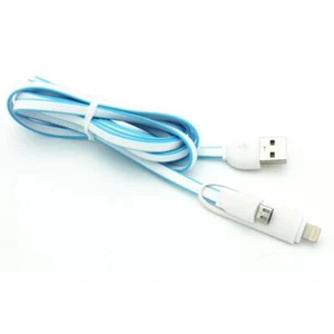 USB CABLE 2-IN-1 CHARGER POWER CORD BRAIDED WIRE SYNC for PHONES & TABLETS - Picture 1 of 5