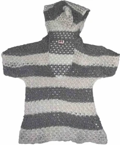 Mossimo Supply Co. Women’s White Grey Open Crochet Hooded Long Sleeve Size S - Picture 1 of 5
