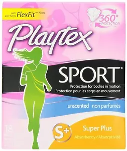 Playtex Sport Tampons with Super Plus Absorbency Unscented 18 Count Pack of 2 - Picture 1 of 6