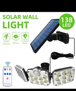 Solar Motion Sensor Light Outdoor Garden Wall Security Lamp 138 LED ,3 HEADS - Picture 1 of 12