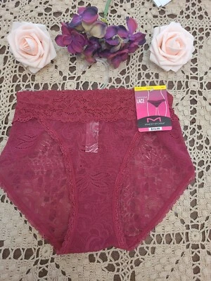 Calcinha de Biquíni MAIDENFORM Luxuosa SeXy Slinky Renda Elástica Vermelha Cintura V 6/M ~Nova Com Etiqueta - Imagem 1 de 4