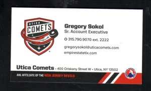 Utica Comets Utica Ciry FC Hockey Soccer Business Card Utica New York AHL MASL - Picture 1 of 2