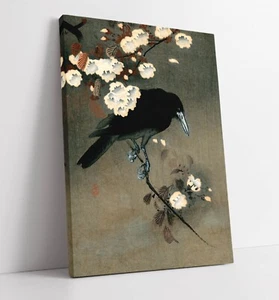 OHARA KOSON "CROW AND BLOSSOM" JAPANESE ARTIST-DEEP FRAMED CANVAS WALL ART PRINT - Picture 1 of 2