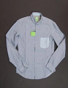 HUGO BOSS Men's Bolieno Blue Slim Fit Contrast Pocket Geo Print Shirt NWT $185 - Picture 1 of 9