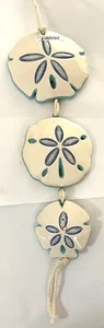Sand Dollar Ceramic Wind Chime By Blue Sky Clayworks 22x4.5”Roped Together - Picture 1 of 6