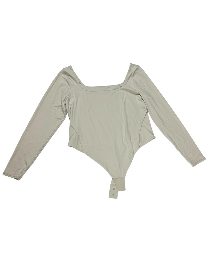 Lululemon Sz M Wundermost Ultra Soft Nulu Square Neck Long Sleeve Bodysuit Thong
