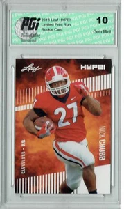 Nick Chubb 2018 Leaf HYPE! #9 - 10) Rookie Card Lot, All Graded PGI 10 - Picture 1 of 1