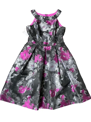 Muse Floral Jacquard Pleated Dress with side pockets Retro Glam Party  ~6 - Image 1 of 3