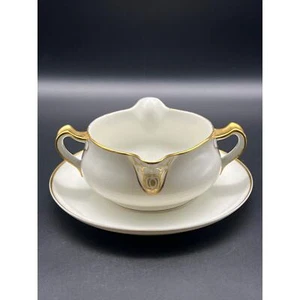 Antique 1930's Haviland Limoges Mirabeau Gravy Boat or Sauce Bowl w/ Liner  - Picture 1 of 10