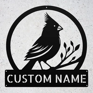 Personalized Cardinal Bird Metal Sign Custom Wall Home Decor Gift Indoor Outdoor - Picture 1 of 5