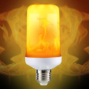 E27 9W LED Burning Light Flicker Flame Lamp Bulb Fire Effect Decorative 4 Modes