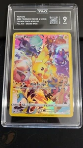 Pikachu #160/159 - Crown Zenith - Full Art Secret Rare Pokemon Card- TAG 9 Mint - Picture 1 of 9