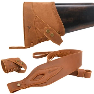 Drill Free Leather Rifle Gun Recoil Pad Stock with Hunting Gun Sling - Picture 1 of 60
