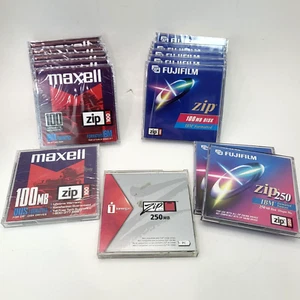 Zip Disk Drive Lot x Maxell Fujifilm 100MB 250MB IBM DOS- READ FOR DETAILS - Picture 1 of 11
