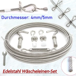 Fune metallica acciaio inox 304 stendibiancheria PVC plastica rivestita filo 4mm/5mm - Foto 1 di 13
