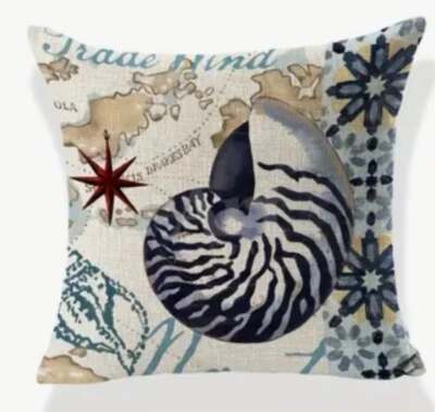 Funda Almohada Náutica Playa Náutica Costera Primavera Verano Decoración del Hogar Foto 1 de 4