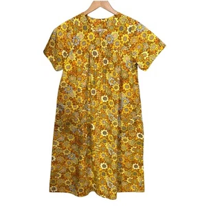 Abito casa mezza zip vintage anni 70 piccolo giallo girasole stampa floreale bloomcore - Foto 1 di 8