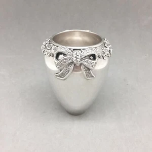 Sener 900 Silver 86.9 Gram VASE Bow & Flower 3.5" tall Vanity Desk Dainty - Picture 1 of 10
