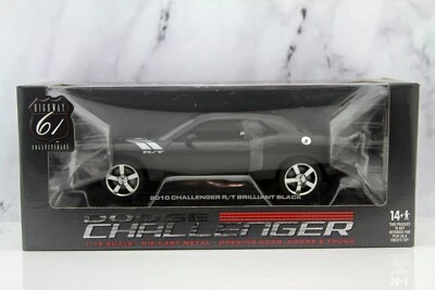 DCP Highway 61 2010 Dodge Challenger R/T Brilliant Black Rhombus Stripes 1:18 - Image 1 of 4