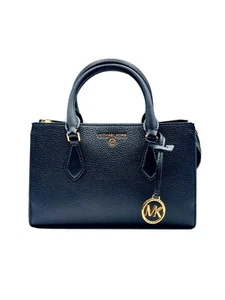 Michael Kors Valerie Small Pebbled Leather Satchel 30F2G9VS1L Black - Picture 1 of 8