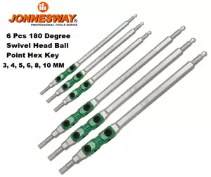 Jonnesway H06W106S 6 Pcs 180 Degree Swivel Hex Key Ball Point 3,4,5,6,8,10 mm - Bild 1 von 8