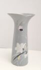 Vintage Gray Porcelain Vase Butterfly Floral Art Design Print 10.5"