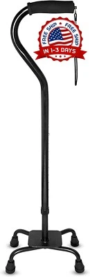 Bastón para caminar cuadruple de altura ajustable, bastón cuádruple base, Negro Foto 1 de 4