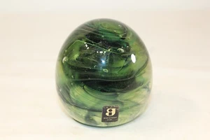 Irish Glass Paperweight Green Color Swirl Designs - Picture 1 of 12