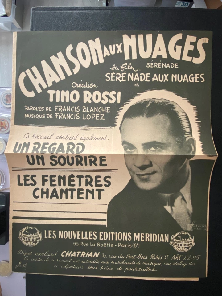 PARTITION PETIT FORMAT " CHANSONS AUX NUAGES - TINO ROSSI " - Image 1 of 1