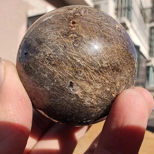 212g RARA sfera di cristallo di agata rutilata naturale capelli dorati guarigione - Foto 1 di 13