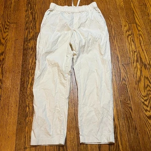 Uniqlo Womens S Beige Cotton Relax Ankle Drawstring Pull-On Elastic Waist Pants - Picture 1 of 8