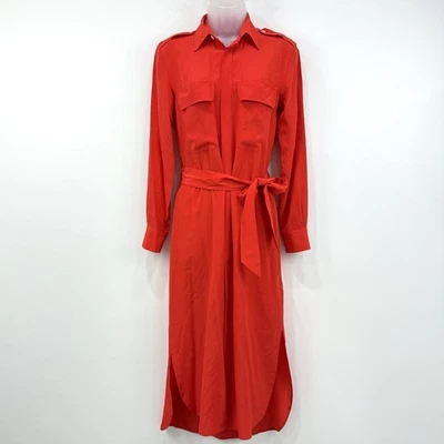 Polo Ralph Lauren Morera Seda Crepe De Chine Camisa Vestido Mujeres 2 Rojo Dinero Antiguo Foto 1 de 4