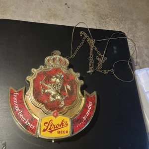 Vintage Stroh's beleuchtetes Bierschild zum Aufhängen - Krone - Löwe beidseitig - Bild 1 von 18