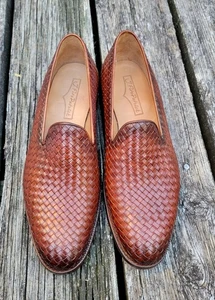 J Fitpatrick Footwear Laurelhurst II Chestnut Basketweave Loafers sz 9 US / 8 UK - Picture 1 of 8