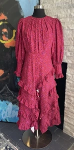 Louise James  Floral Tiered Ruffle Long Sleeve Maxi Dress Size Small - Picture 1 of 12