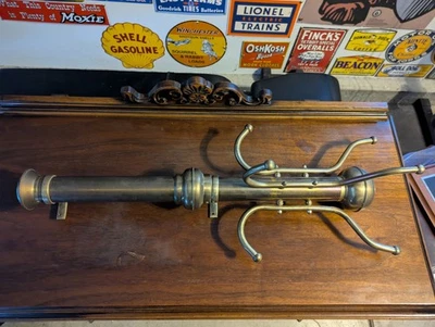 vintage wall brass barber pole coat hat rack - Image 1 of 4