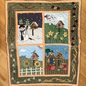 Patch Magic gesteppte Decke 48" x 57" vier Jahreszeiten rustikale Landhütte - Bild 1 von 10