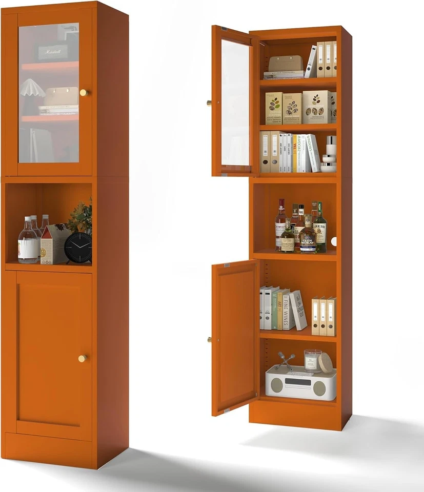 Mueble de almacenamiento de baño de metal Elegro 67" con puertas de vidrio y estantes ajustables Foto 1 de 1