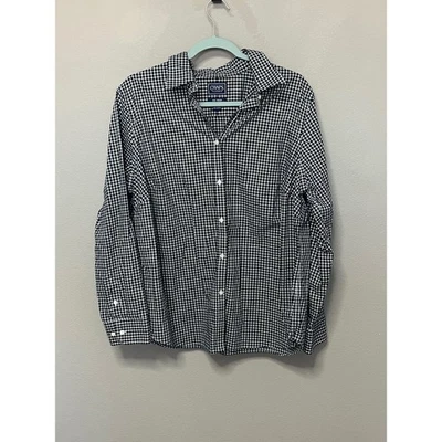 CHAPS Women Black White Gingham Check Button Down Long Sleeve Shirt Top - Image 1 of 4