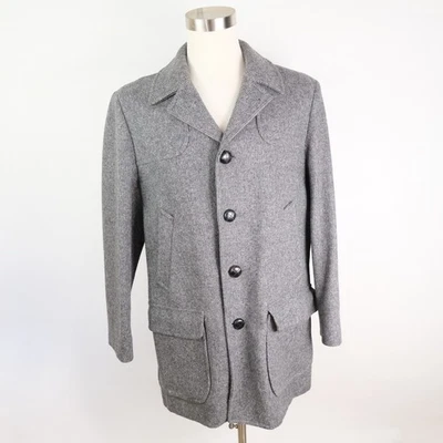 VTG Pendleton Wool Overcoat Jacket Barn Car Coat Gray Made In USA Mens Size 44 - Image 1 of 4